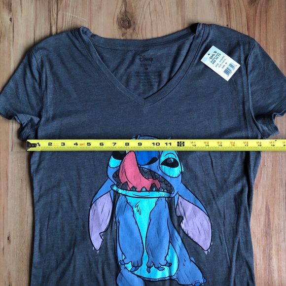 NEW DISNEY Lilo & Stitch Tee Shirt Gray Medium Juniors - Picture 9 of 16